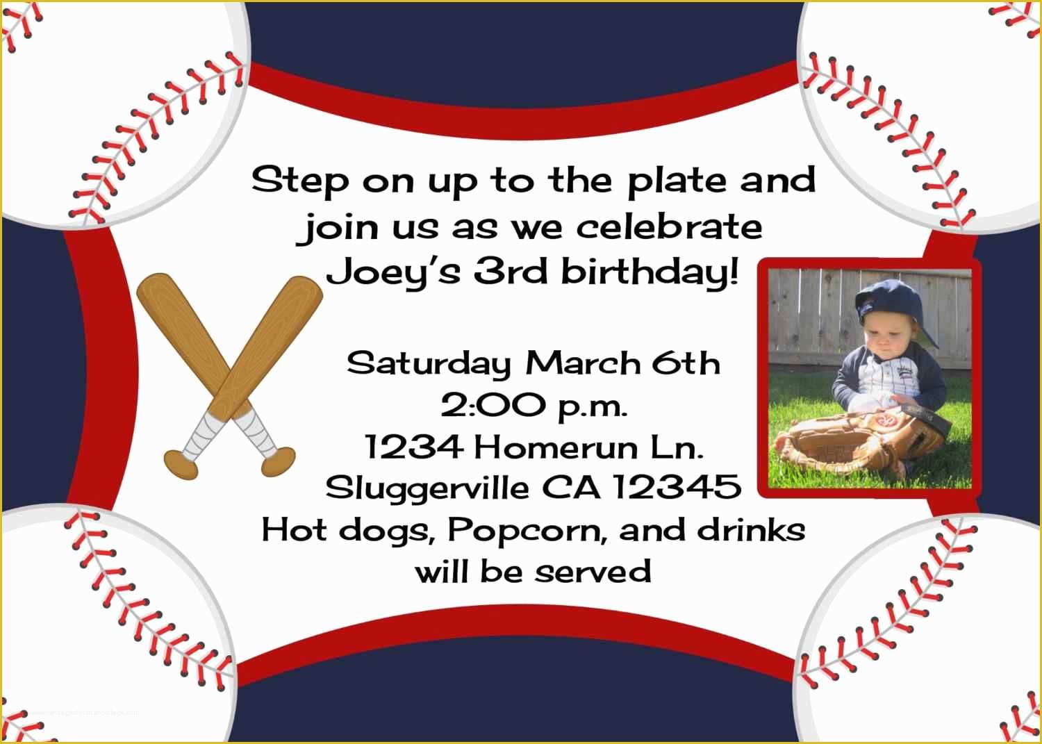 Baseball Birthday Invitation Templates Free Of Baseball Party Invitation Wording