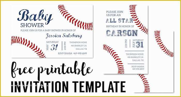 Baseball Birthday Invitation Templates Free Of Baseball Party Invitations Free Printable Paper Trail Design