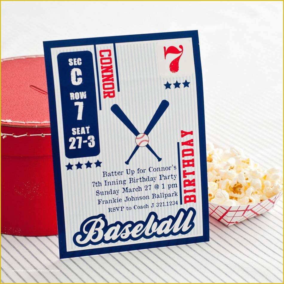 Baseball Birthday Invitation Templates Free Of Baseball Party Invitations