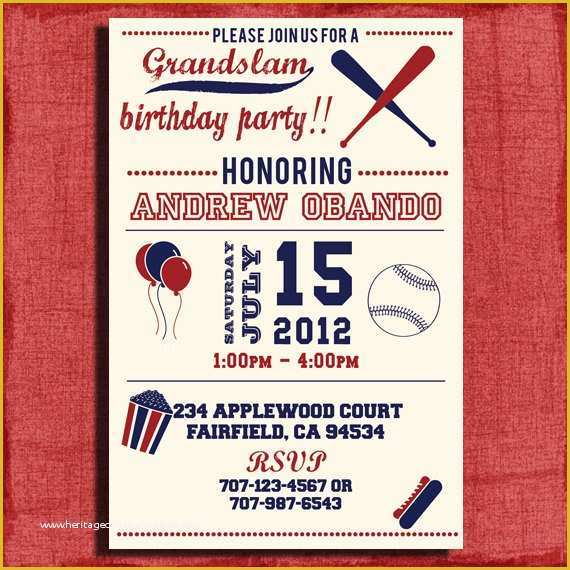 Baseball Birthday Invitation Templates Free Of Birthday Invitations Free Printable Baseball Birthday