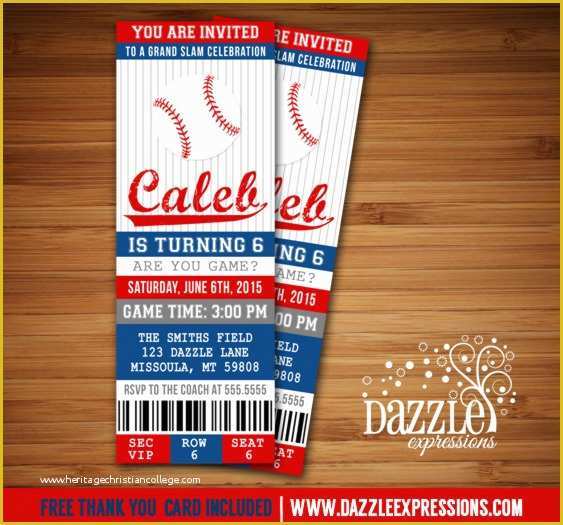 Baseball Birthday Invitation Templates Free Of Printable Baseball Birthday Invitation Sports Ticket