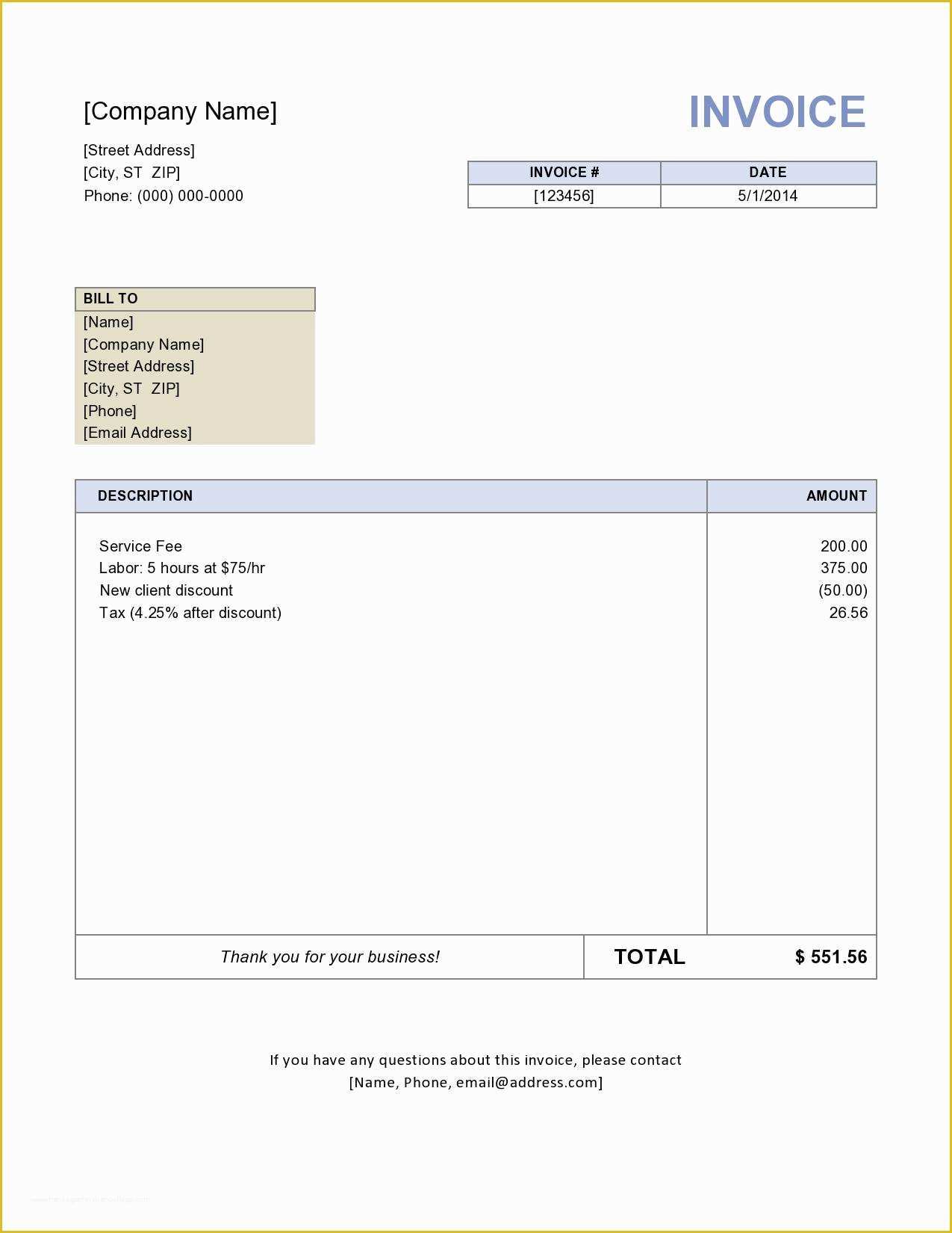 Basic Invoice Template Free Of Contractor Invoice Template Word