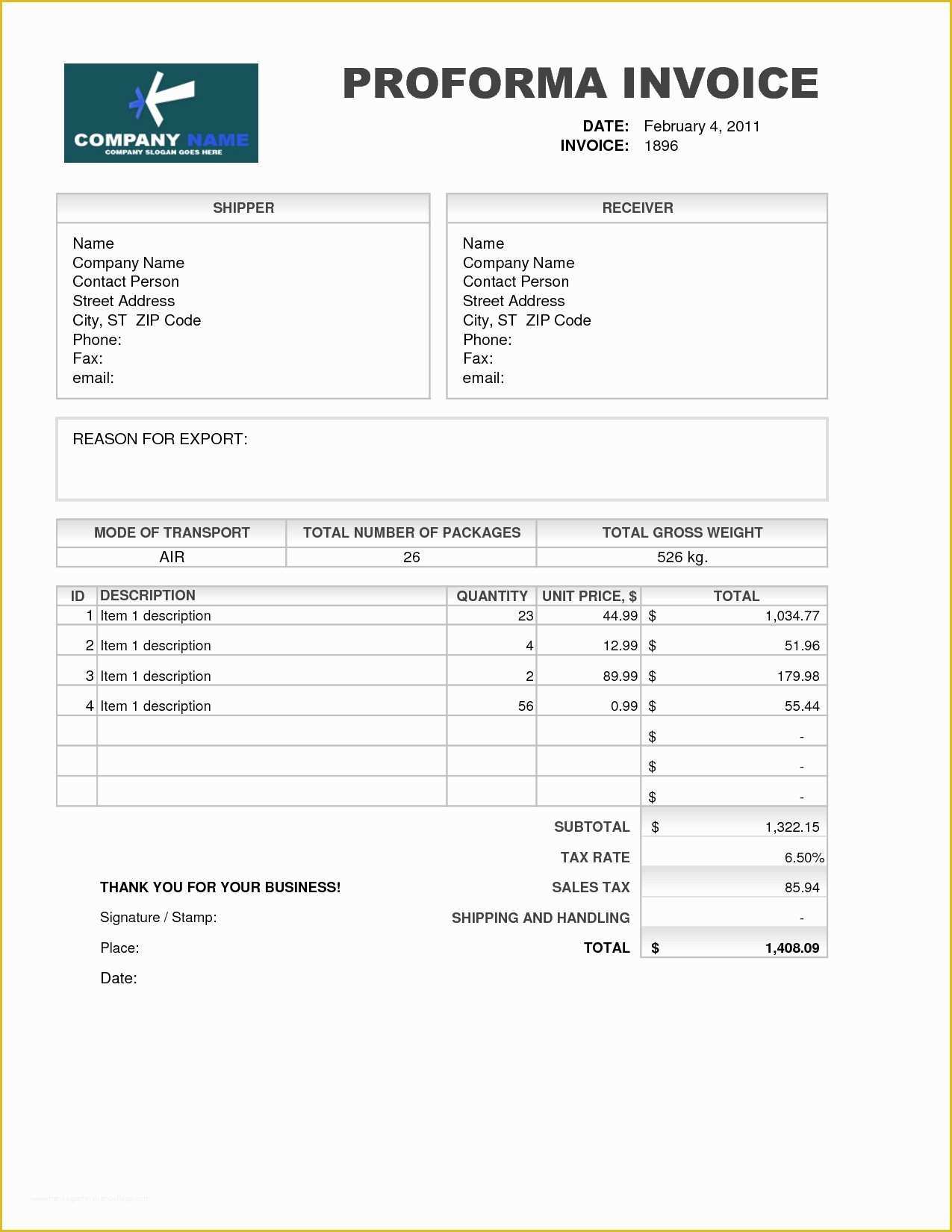 Basic Invoice Template Free Of Proforma Invoice Template Download Free Invoice Template