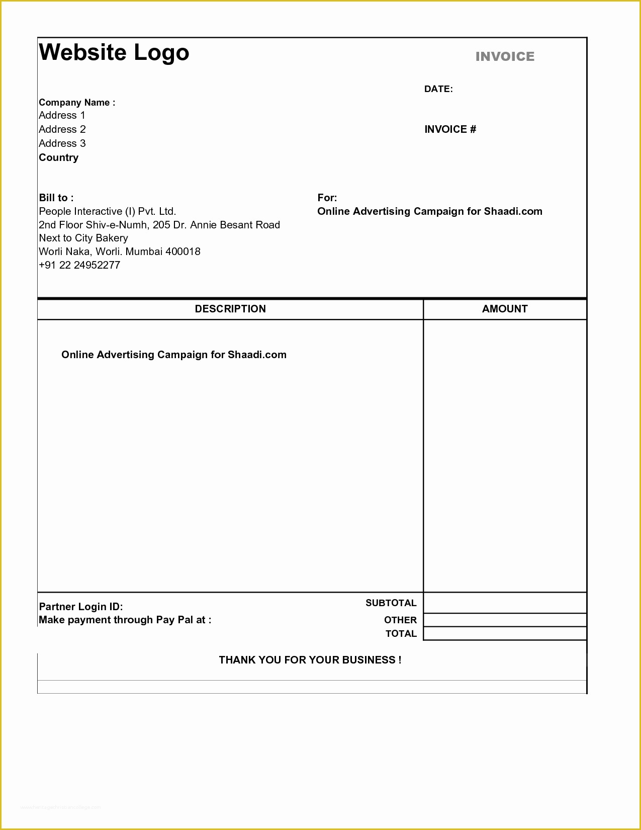 Basic Invoice Template Free Of Simple Invoice form