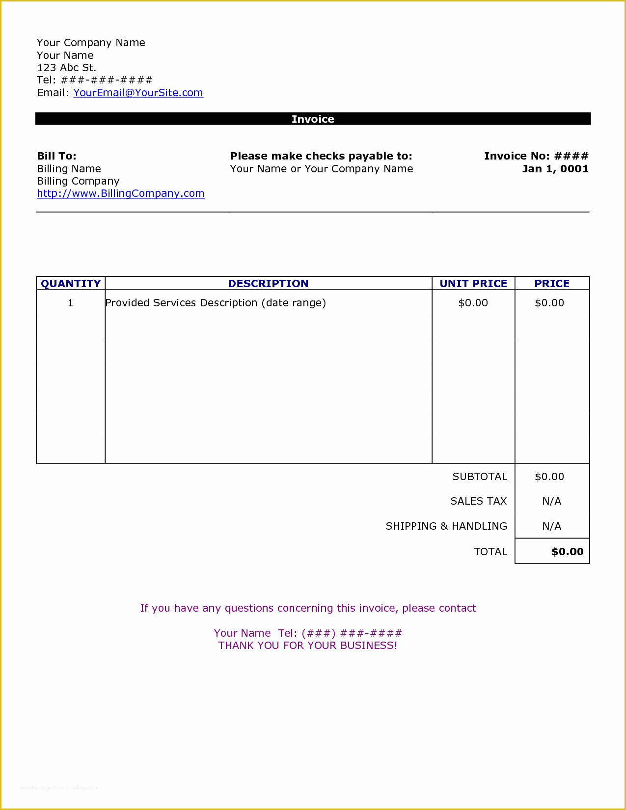 Basic Invoice Template Free Of Simple Invoice Template Free