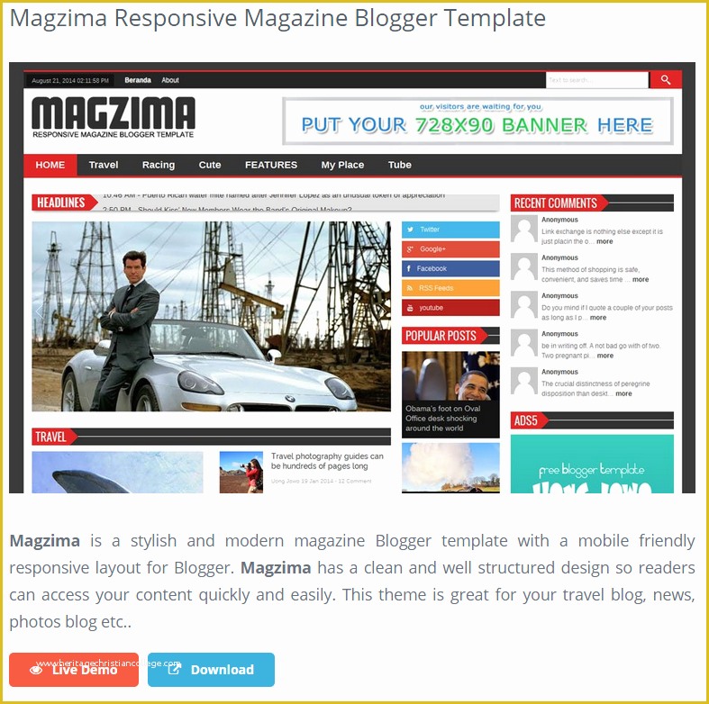 Best Free Video Templates Of Best Free Responsive Blogger Templates