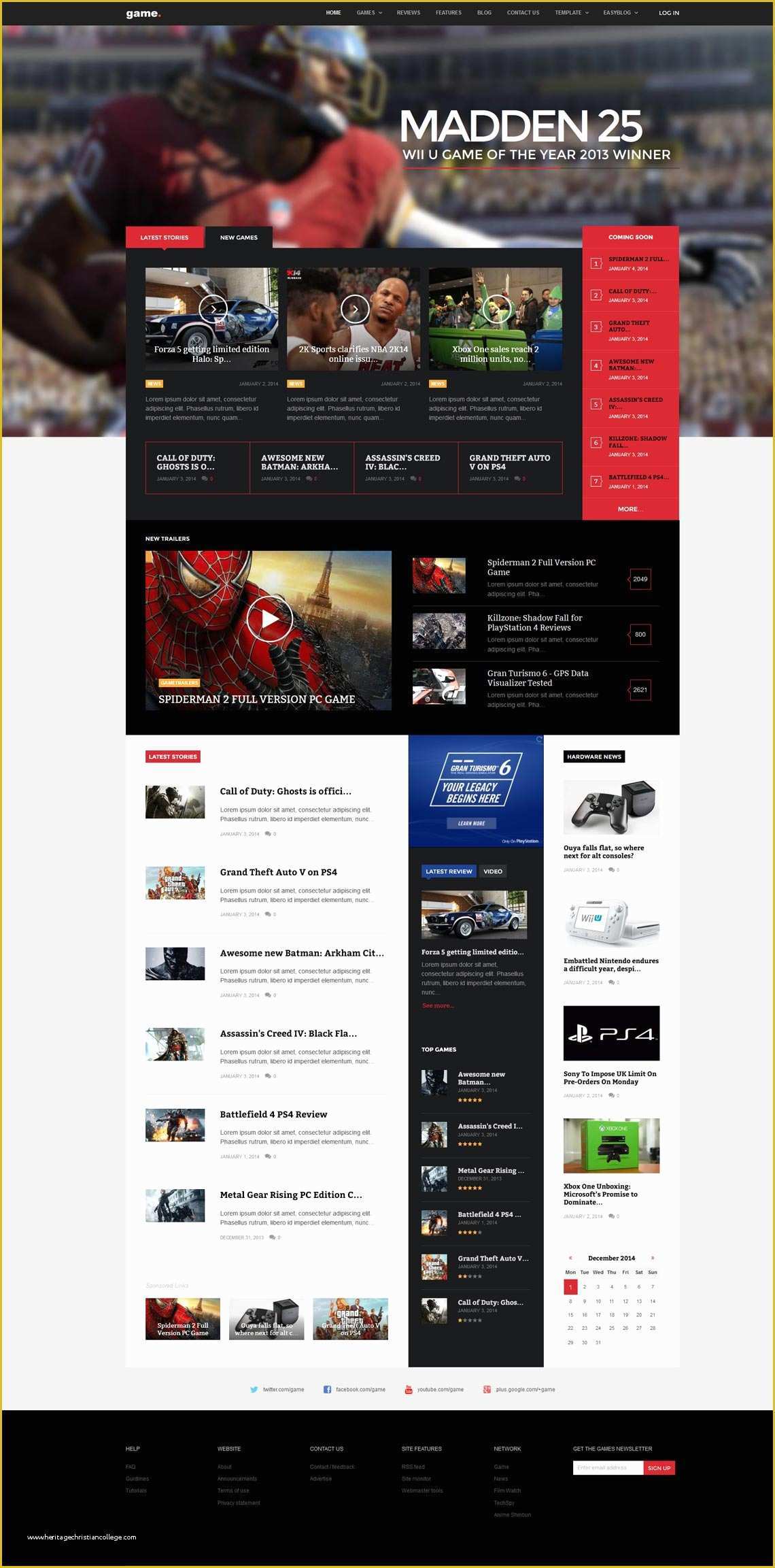 Best Free Video Templates Of Game top Gaming Wordpress theme 2015