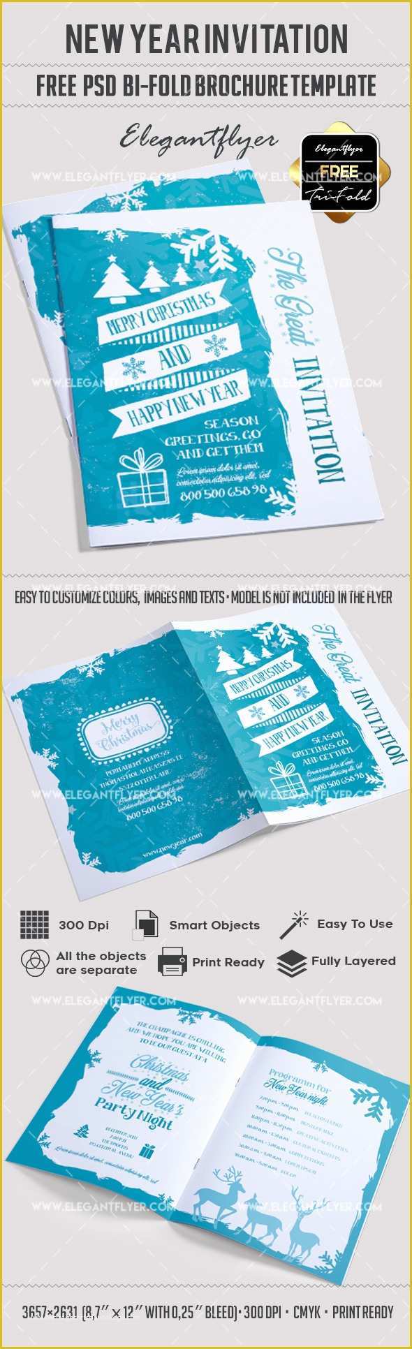 Bi Fold Brochure Template Free Of Download New Year Invitation – Free Bi Fold Psd Brochure