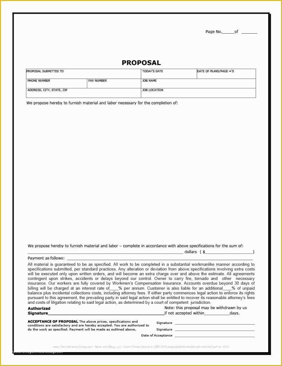 Bid Template Free Of 31 Construction Proposal Template & Construction Bid forms