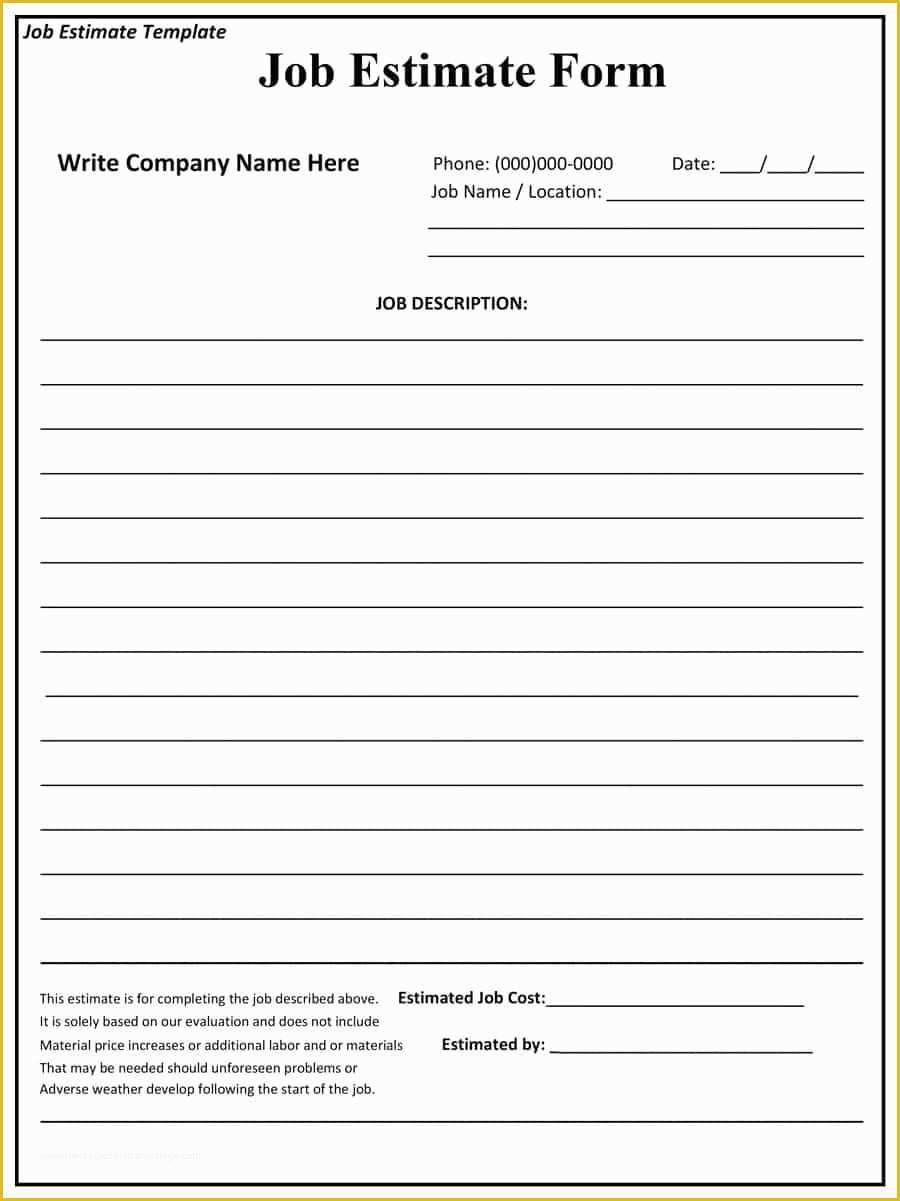 Bid Template Free Of 44 Free Estimate Template forms [construction Repair