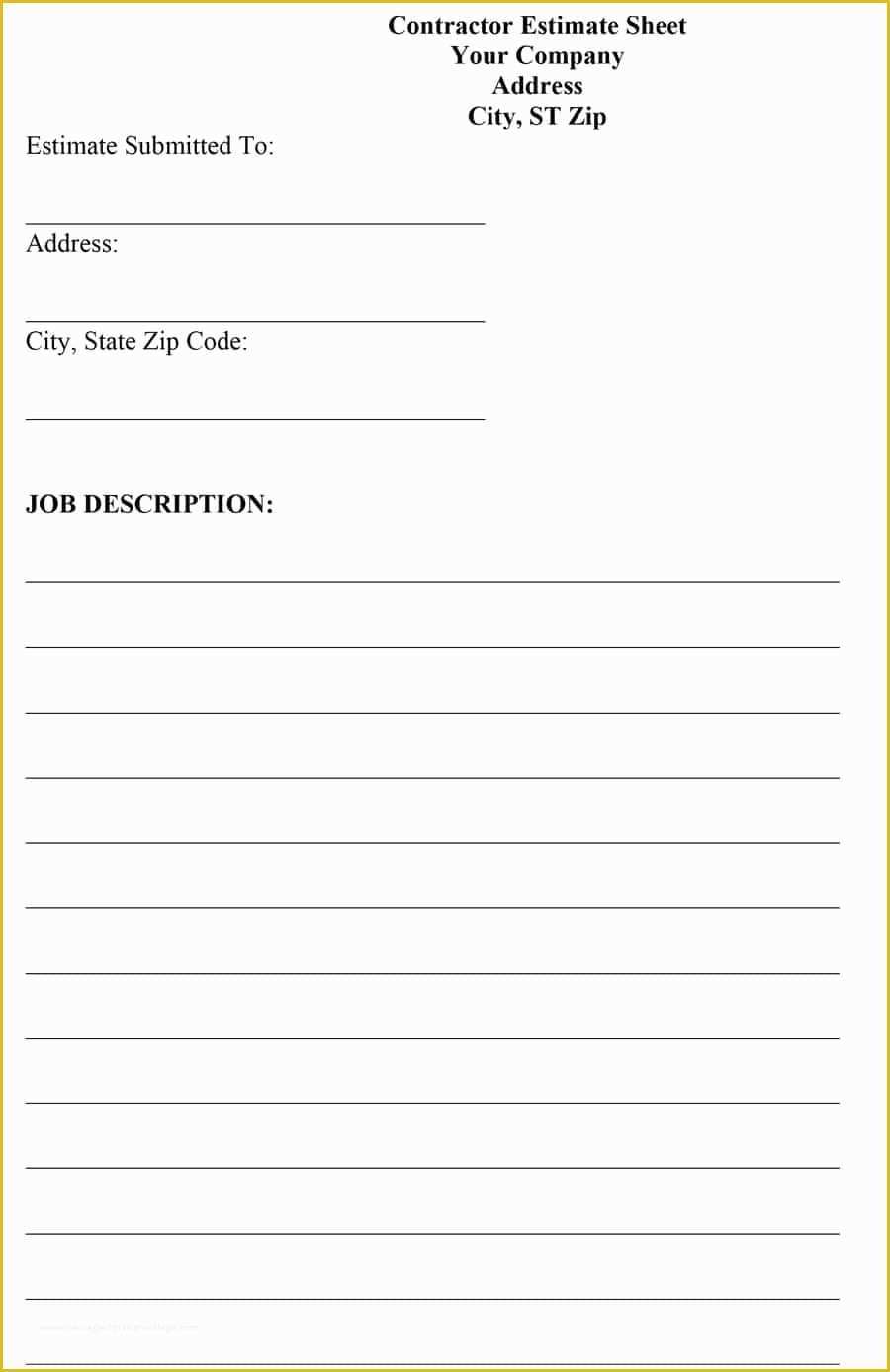 Bid Template Free Of 44 Free Estimate Template forms [construction Repair