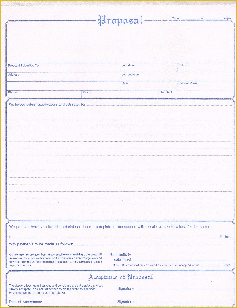 Bid Template Free Of 7 Contractor Proposal Template