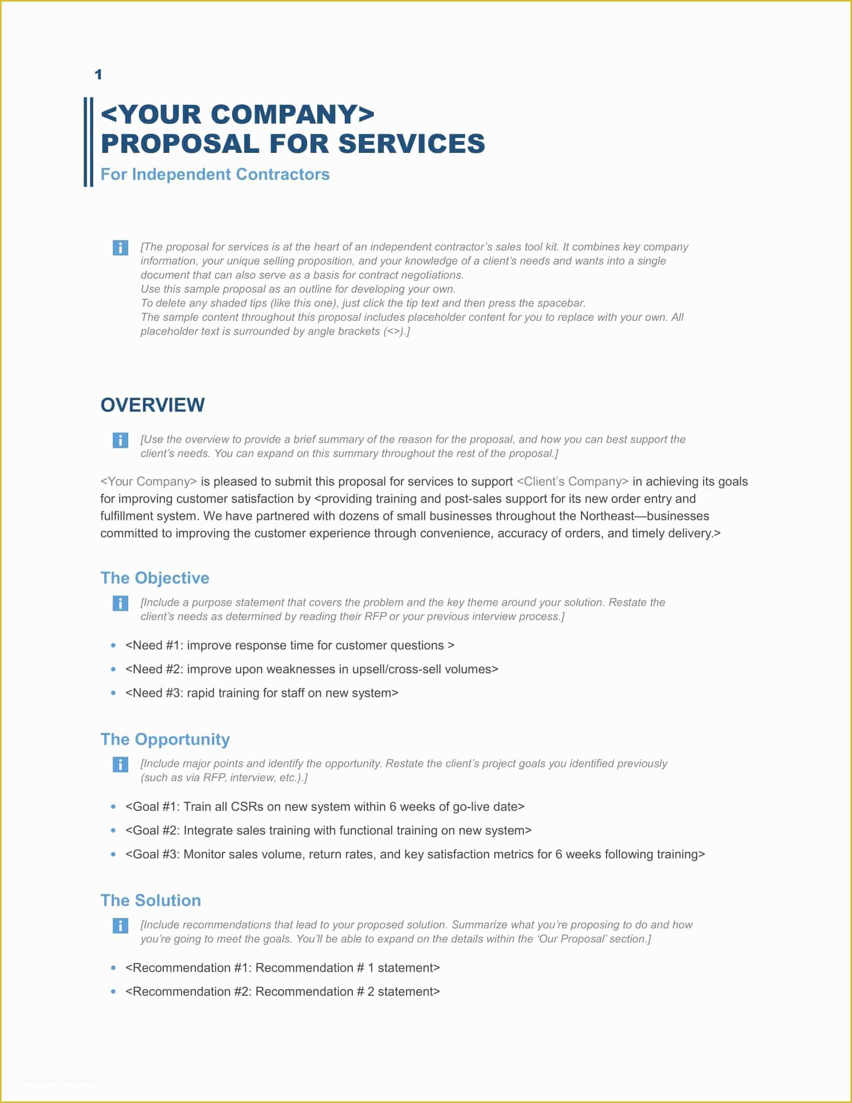 Bid Template Free Of Download A Free Business Proposal Template formfactory