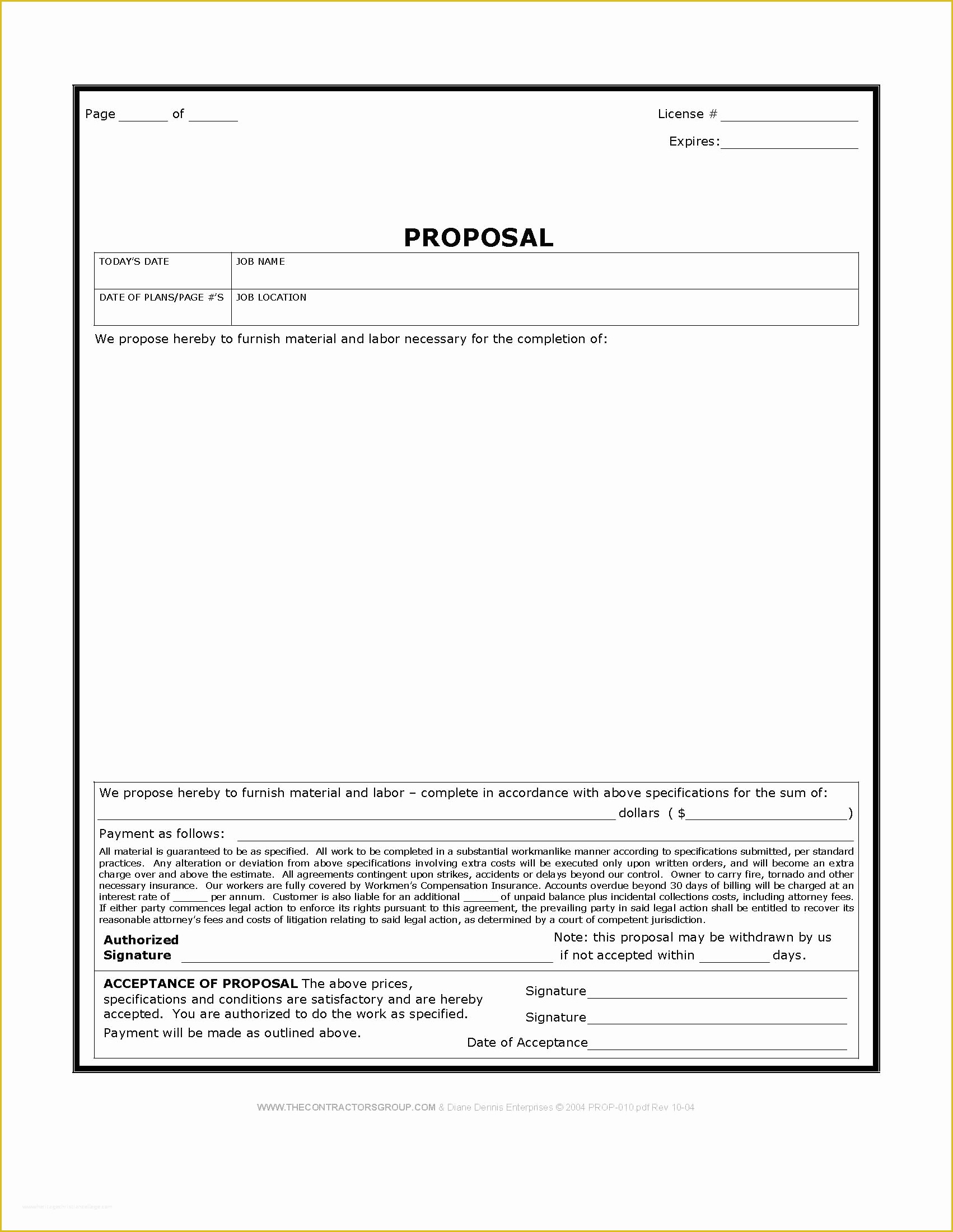 Bid Template Free Of Free Construction Proposal Template Business Proposal