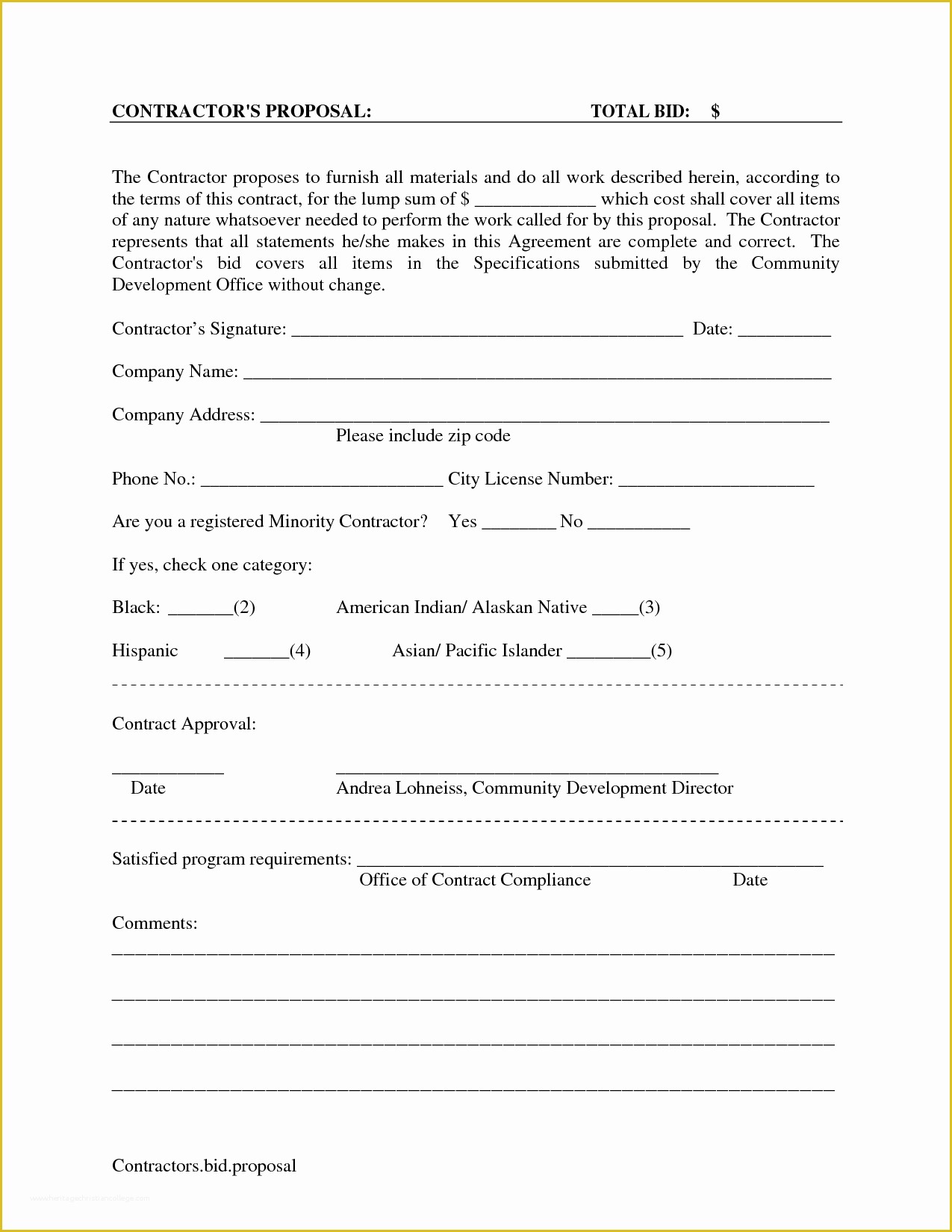 Bid Template Free Of Printable Blank Bid Proposal forms