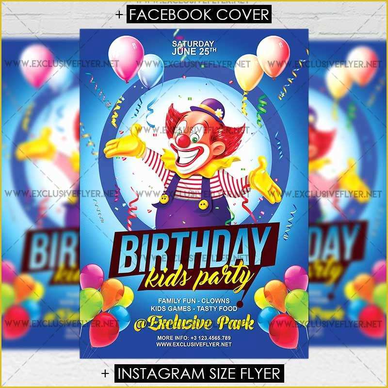 Birthday Party Flyer Templates Free Of Kids Birthday – Premium A5 Flyer Template