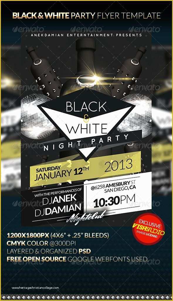 Black and White Flyer Template Free Of Black & White Party Flyer Template