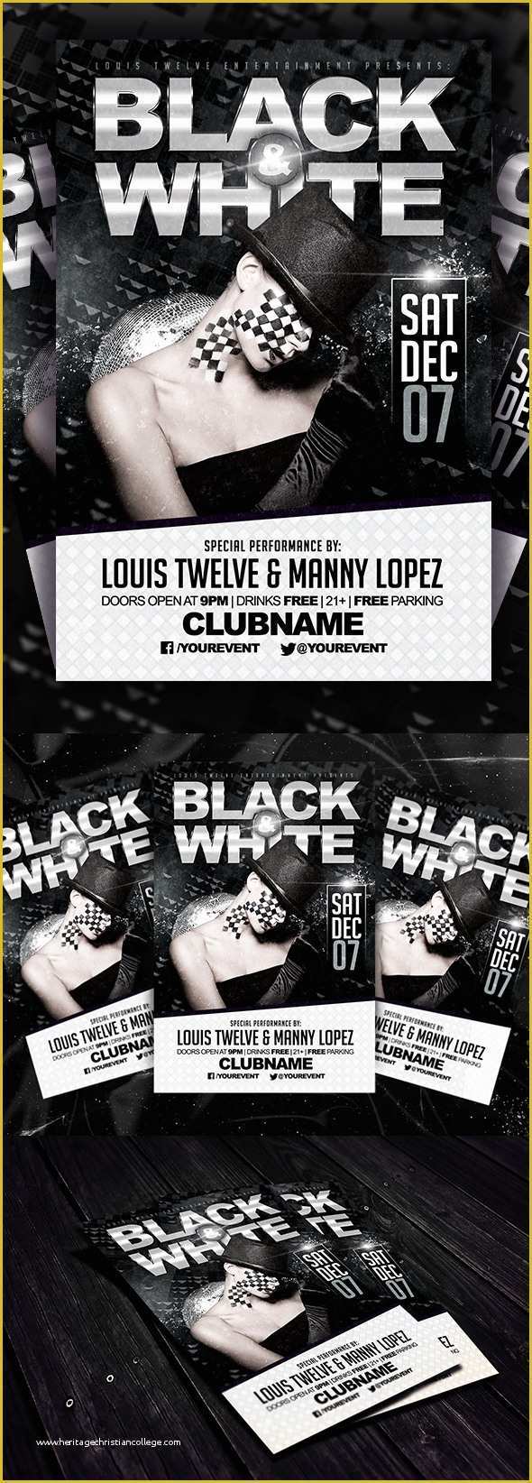 Black and White Flyer Template Free Of Black and White Party Flyer Template