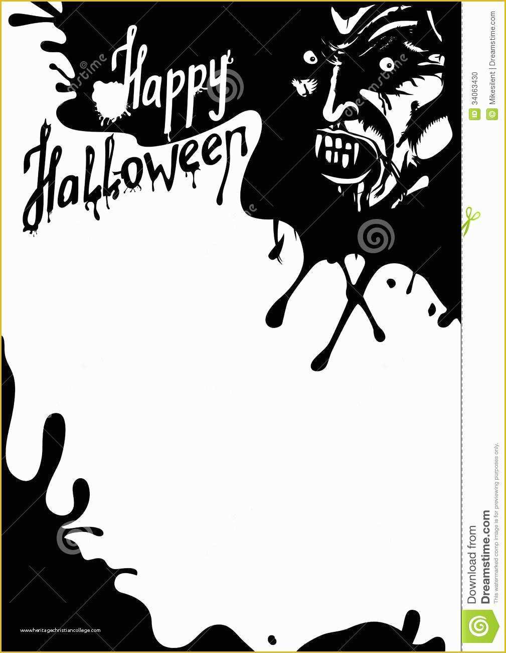 Black and White Flyer Template Free Of Halloween Vampire Greeting Card Stock Vector