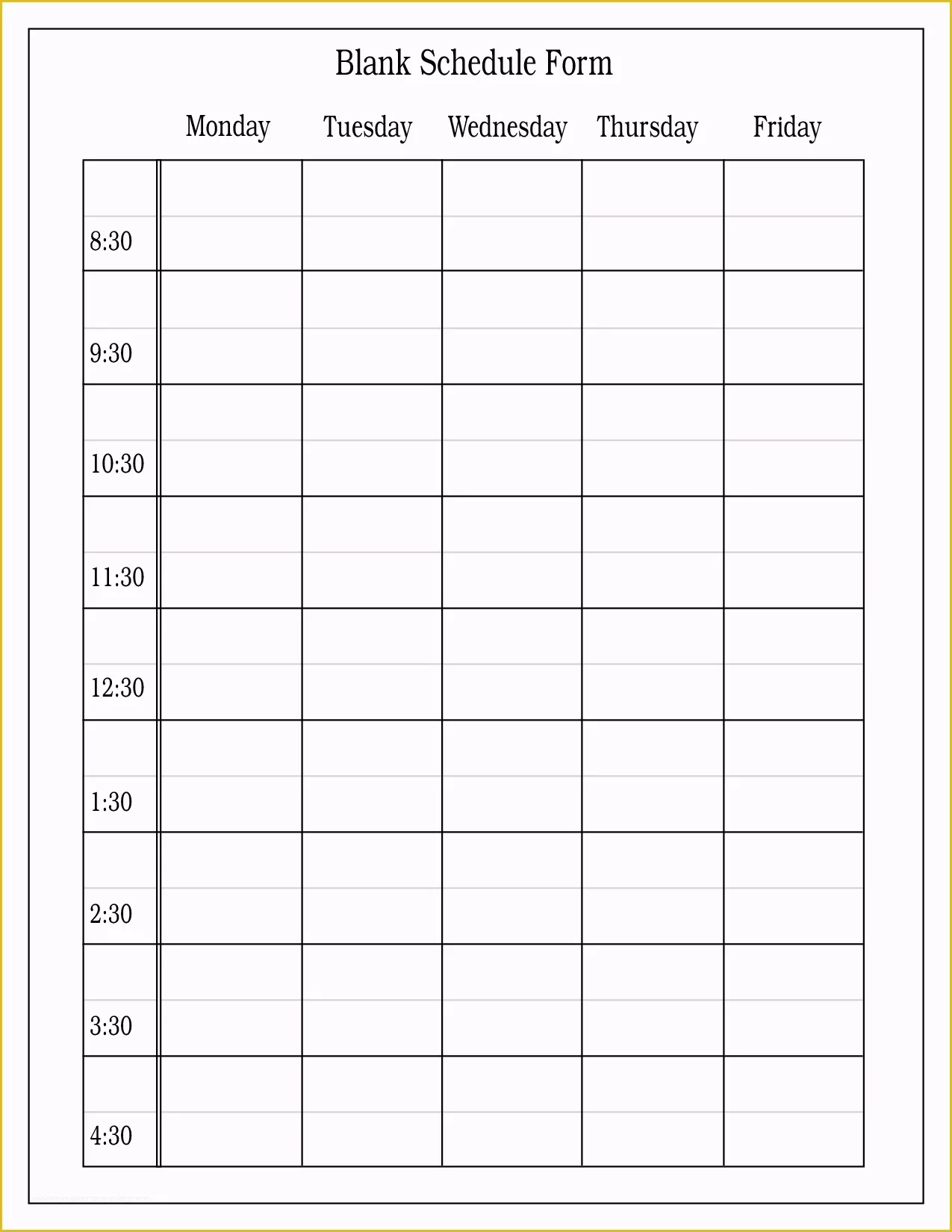 Blank Work Schedule Template Free Of 10 Best Of Free Printable Blank Employee Schedules