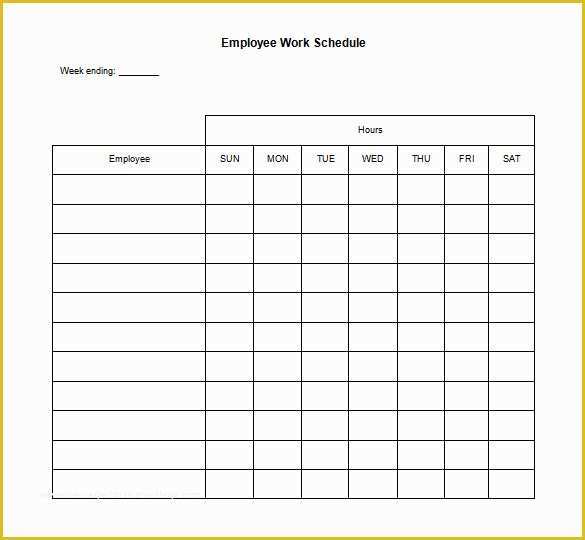 Blank Work Schedule Template Free Of 17 Blank Work Schedule Templates Pdf Doc