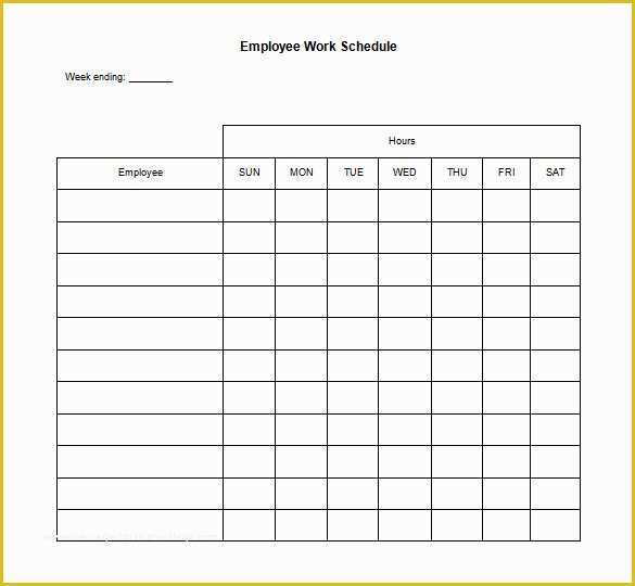 Blank Work Schedule Template Free Of 17 Blank Work Schedule Templates Pdf Doc