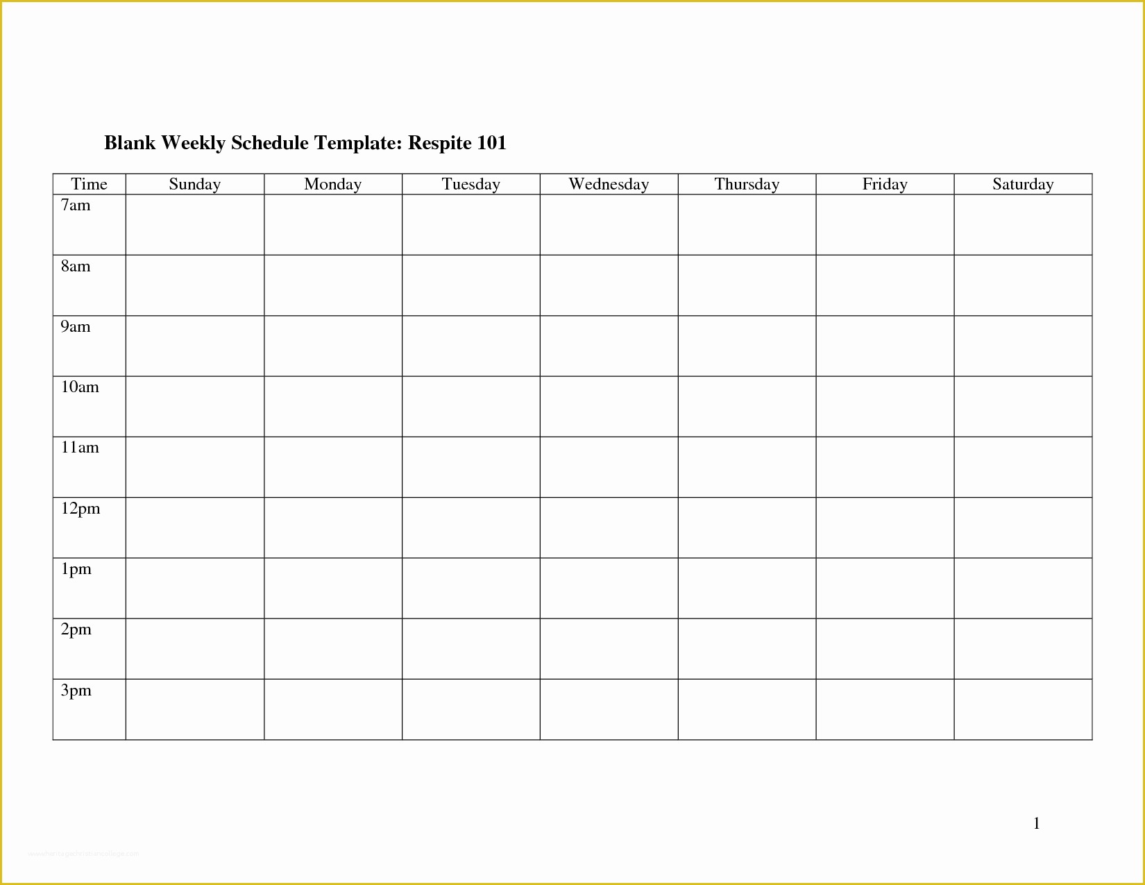 Blank Work Schedule Template Free Of 8 Best Of Free Printable Blank Weekly Schedule