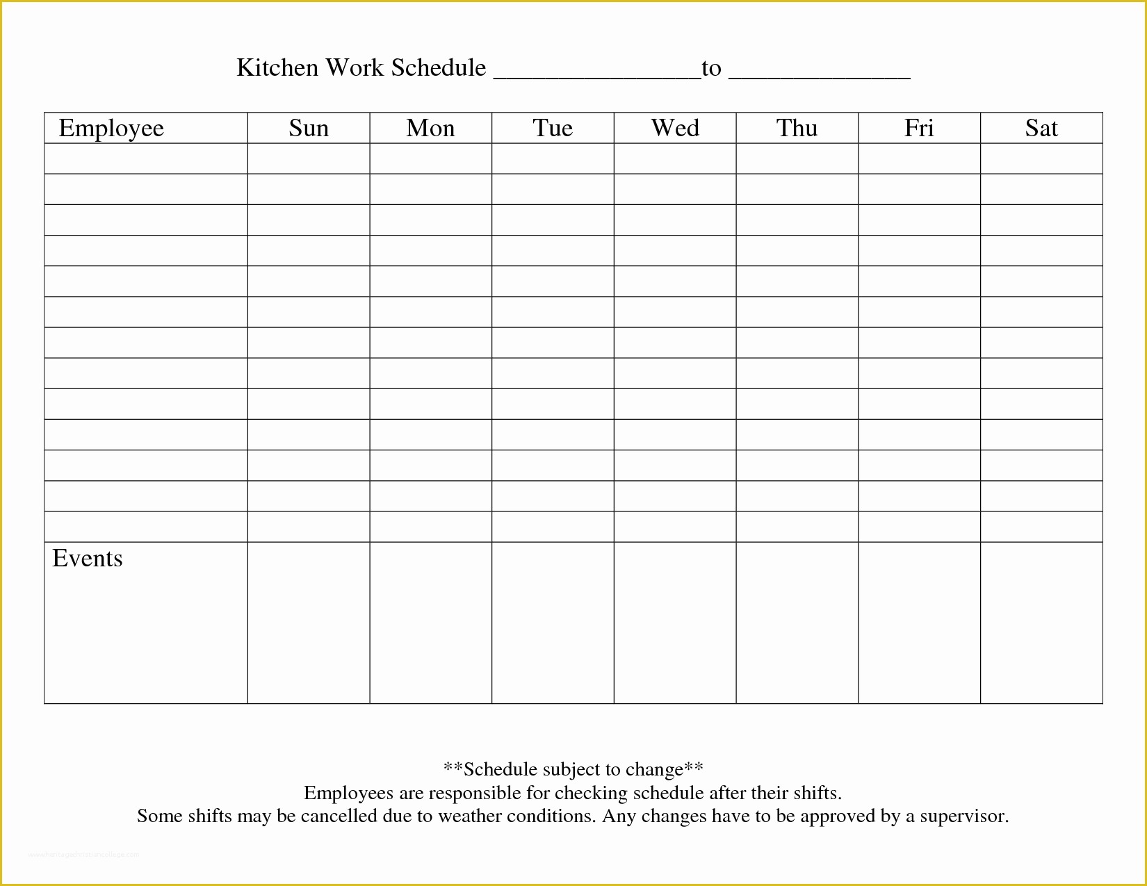 Blank Work Schedule Template Free Of 9 Best Of Printable Blank Weekly Employee Schedule