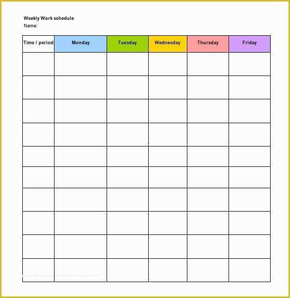 Blank Work Schedule Template Free Of Employee Work Schedule Template 16 Free Word Excel