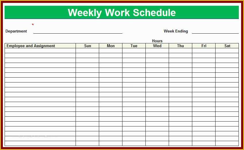 Blank Work Schedule Template Free Of Free Printable Employee Schedule Template