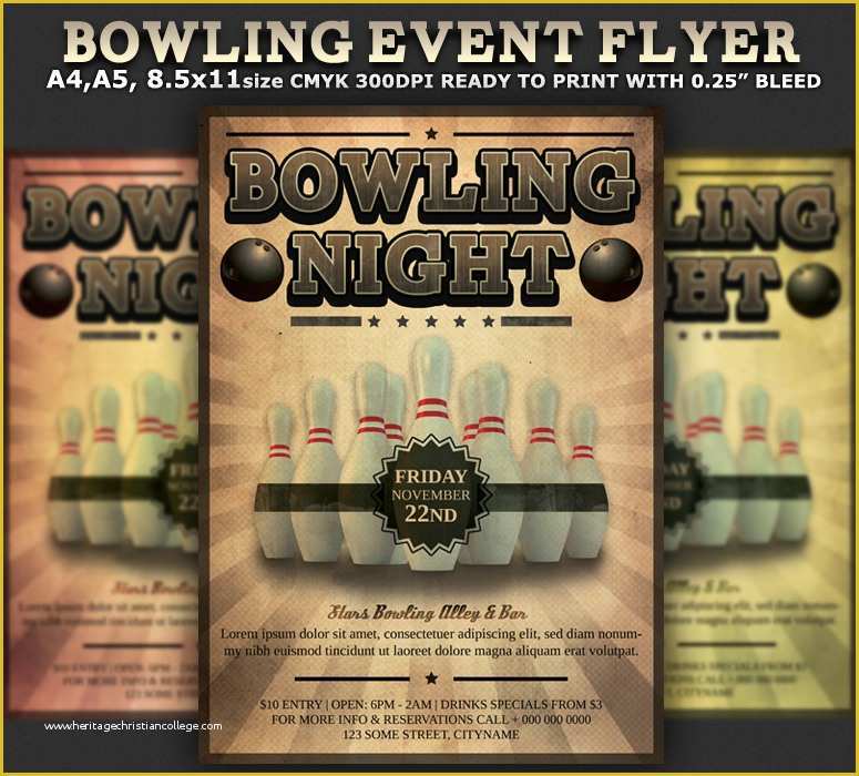 Bowling Flyer Template Free Of Bowling event Party Flyer Template ‹ Psdbucket
