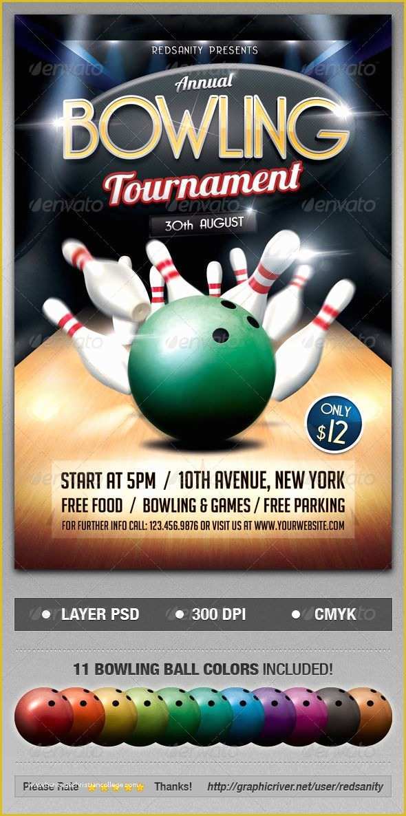 Bowling Flyer Template Free Of Bowling tournament Flyer