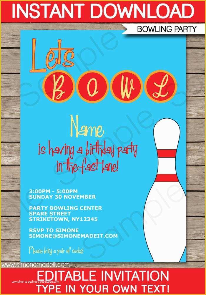 Bowling Flyer Template Free Of Free Printable Bowling Birthday Party Invitation Templates