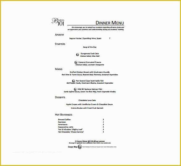 Brunch Menu Template Free Of 23 Free Menu Templates Pdf Doc Excel Psd