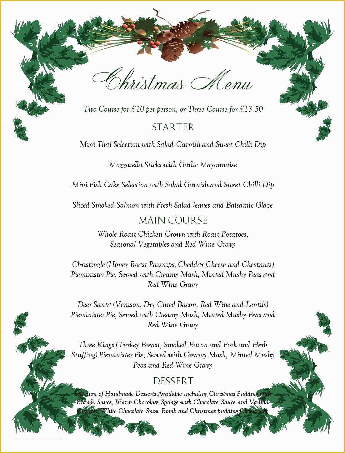 Brunch Menu Template Free Of 6 Best Of Free Printable Christmas Menu Templates