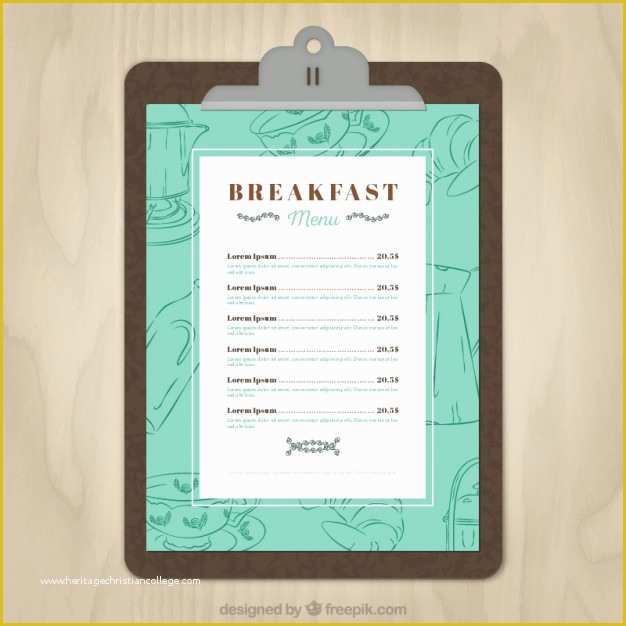 Brunch Menu Template Free Of Breakfast Menu Template Vector