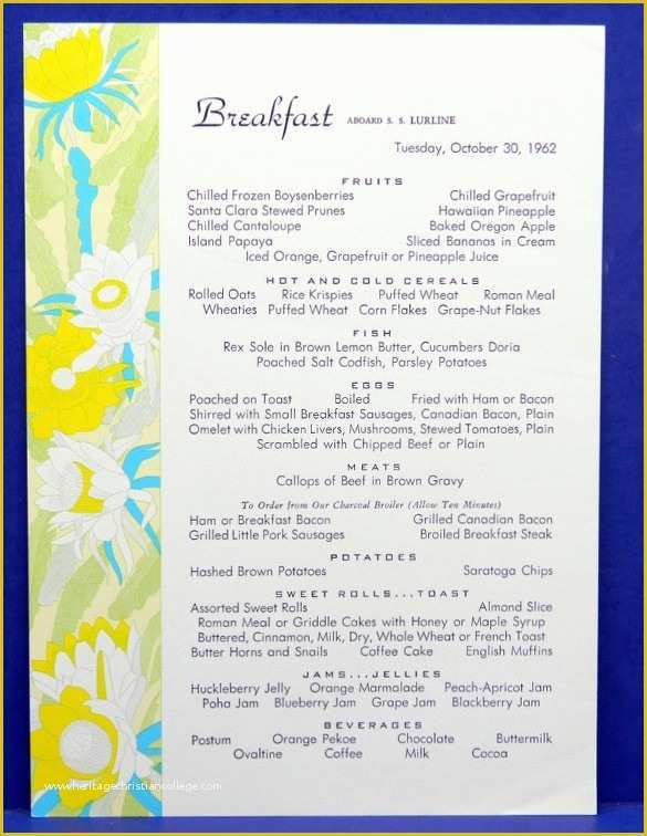 Brunch Menu Template Free Of Brunch Menu Template Invitation Template