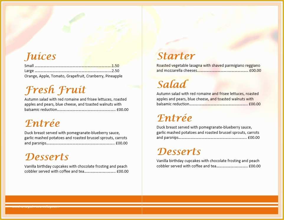 Brunch Menu Template Free Of Free Breakfast Menu Templates for Word