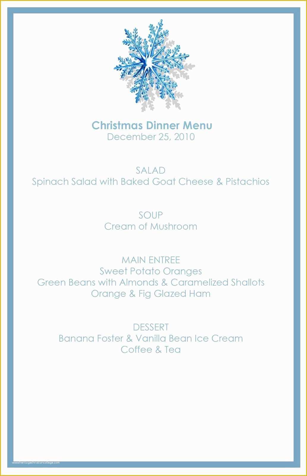 Brunch Menu Template Free Of Printable Christmas Menu Template