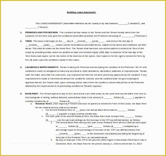 Building Lease Agreement Template Free Of 21 Word Rental Agreement Templates Free Download