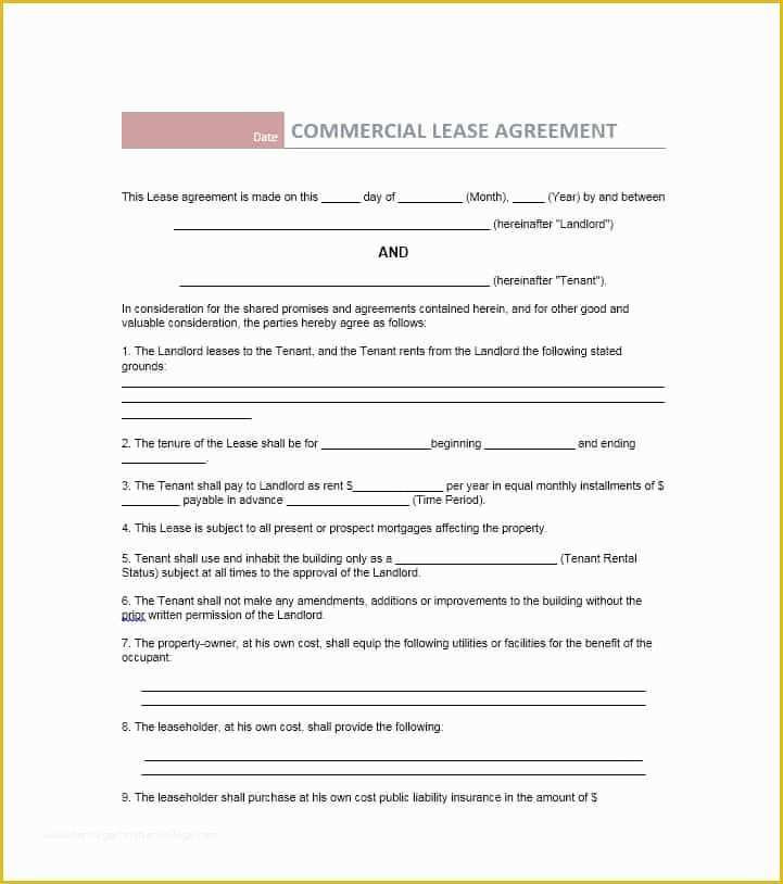 Building Lease Agreement Template Free Of 26 Free Mercial Lease Agreement Templates Template Lab