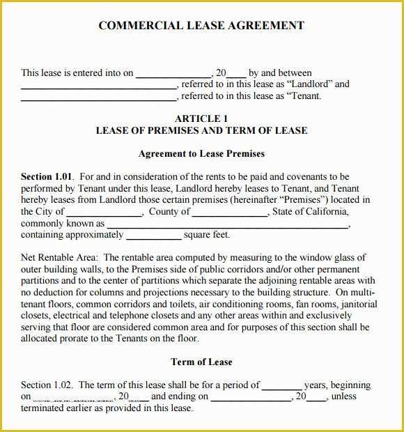 Building Lease Agreement Template Free Of 8 Sample Mercial Lease Agreements