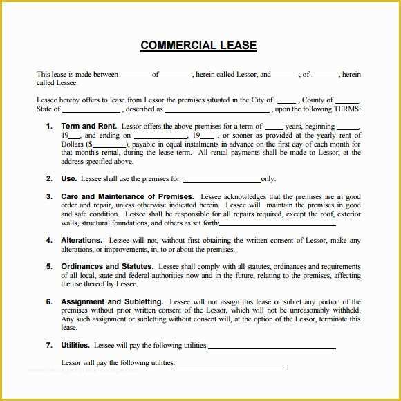 Building Lease Agreement Template Free Of 8 Sample Mercial Lease Agreements