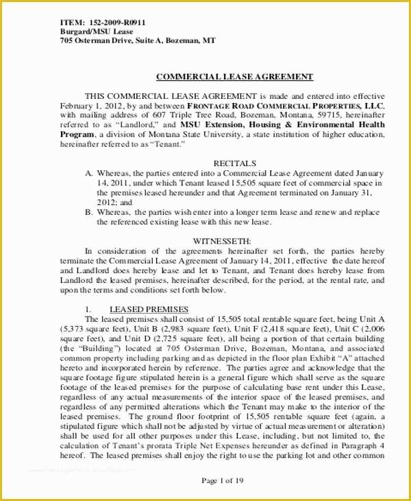 Building Lease Agreement Template Free Of 9 Mercial Lease Agreement Samples