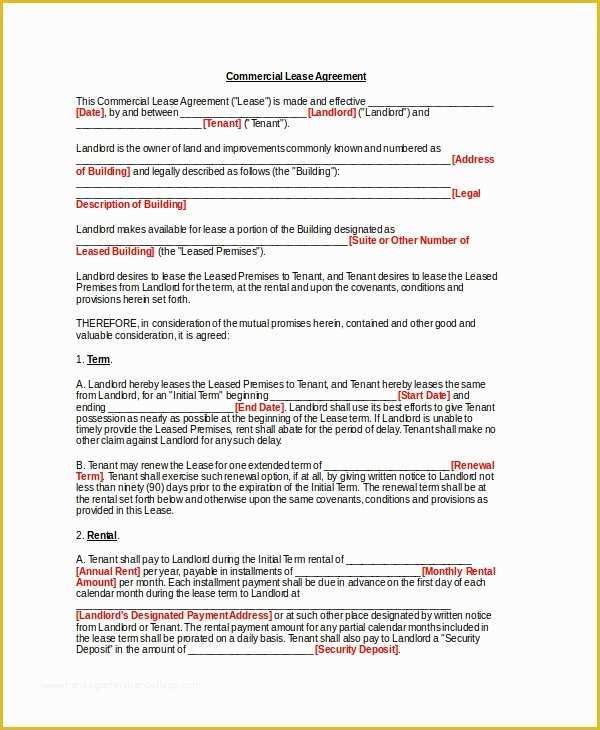 Building Lease Agreement Template Free Of Basic Lease Agreement Example 12 Free Word Pdf