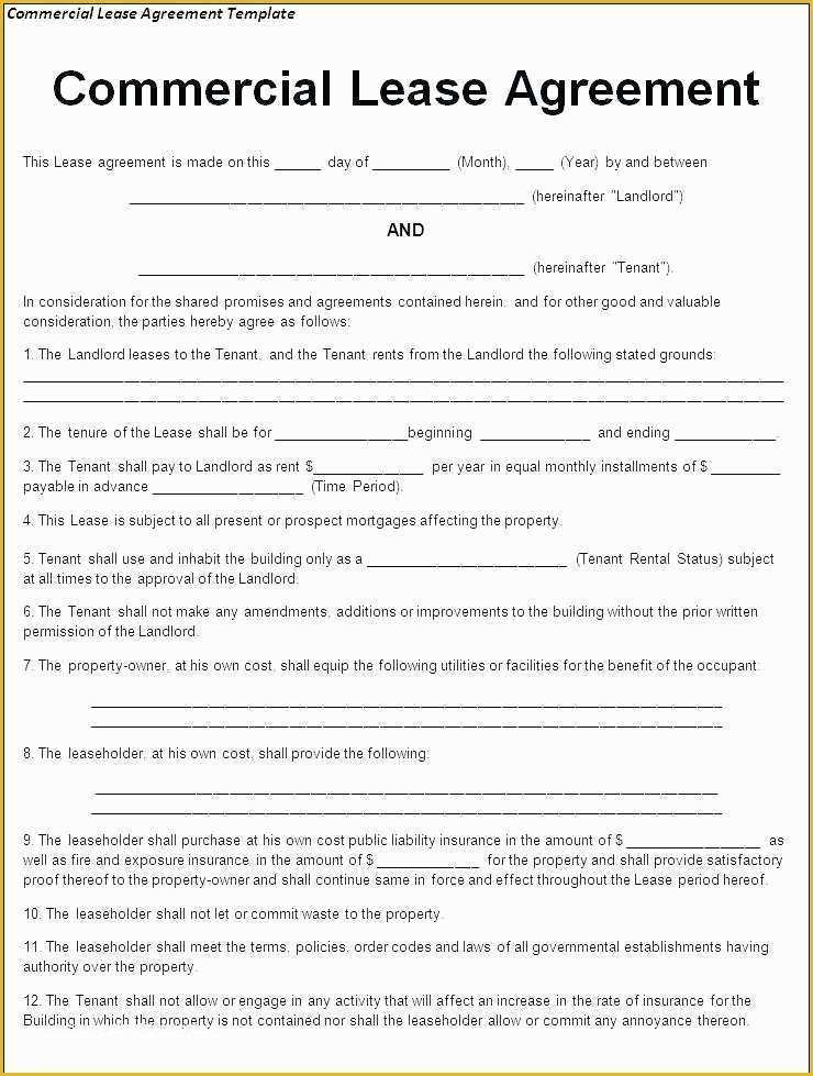 Building Lease Agreement Template Free Of Free Business Lease Agreement Mercial Tenancy Template