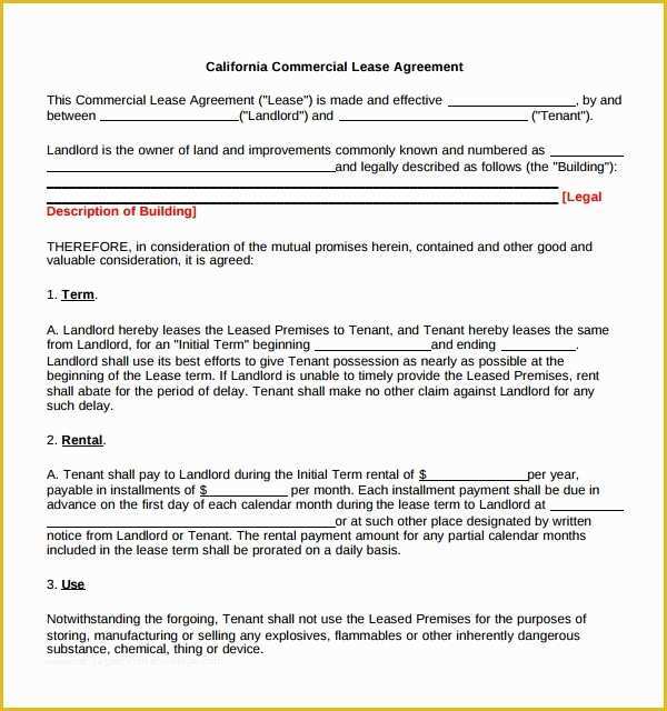 Building Lease Agreement Template Free Of Sample Mercial Lease Agreement 6 Free Documents