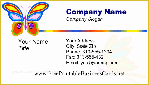 Business Card Template for Free Printable Of butterfly Business Card