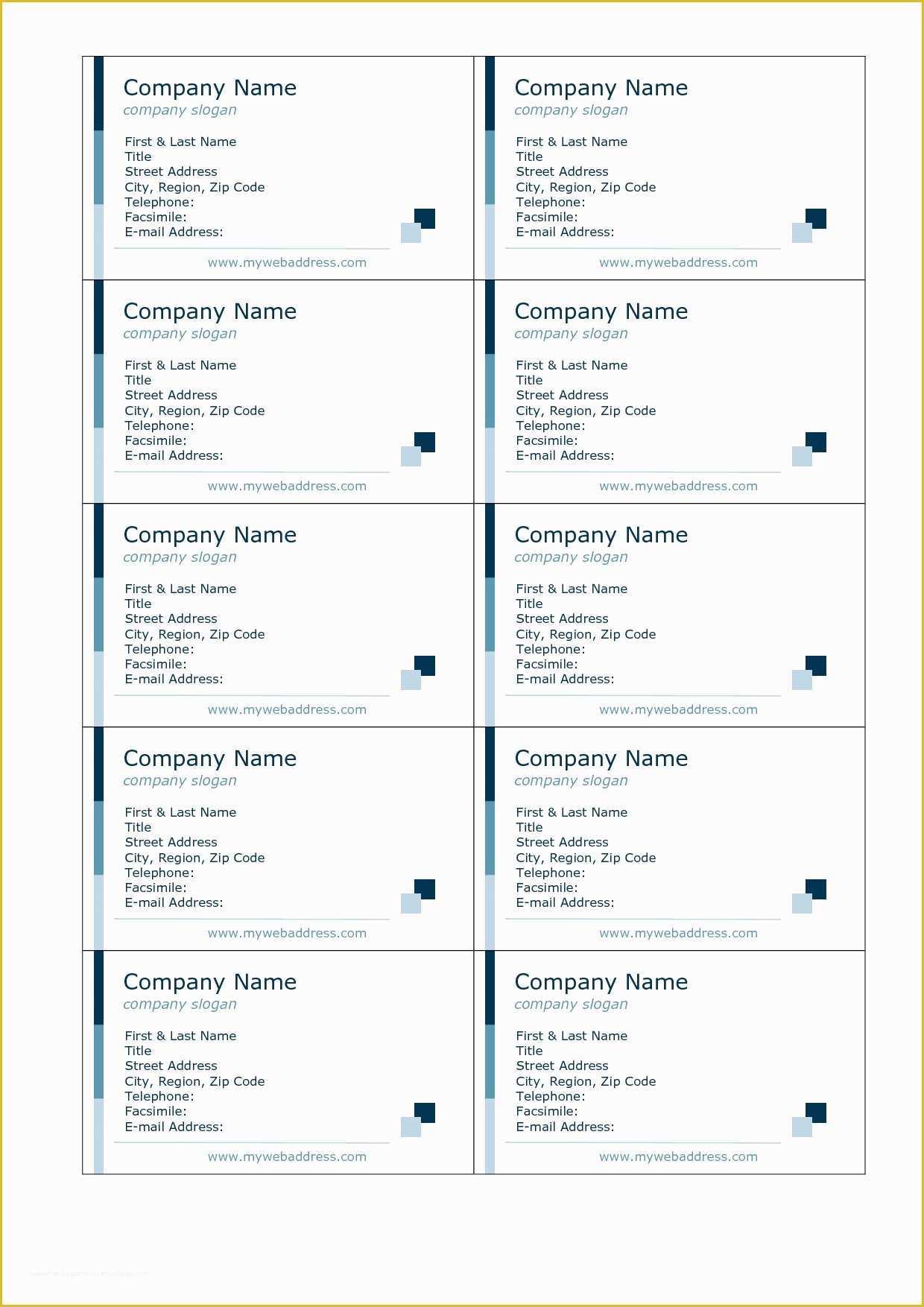 Business Card Templates Free Download Word