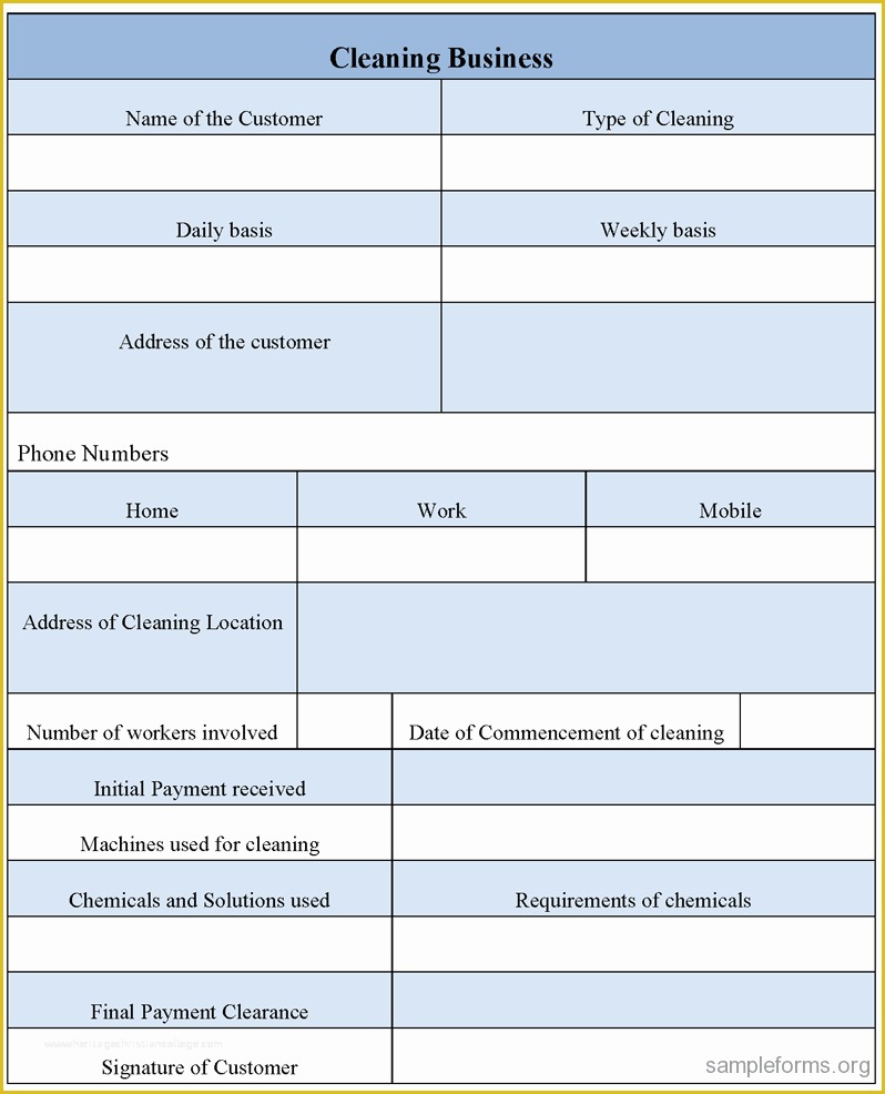 Business forms Templates Free Of 9 Best Of Free Printable Cleaning Business forms